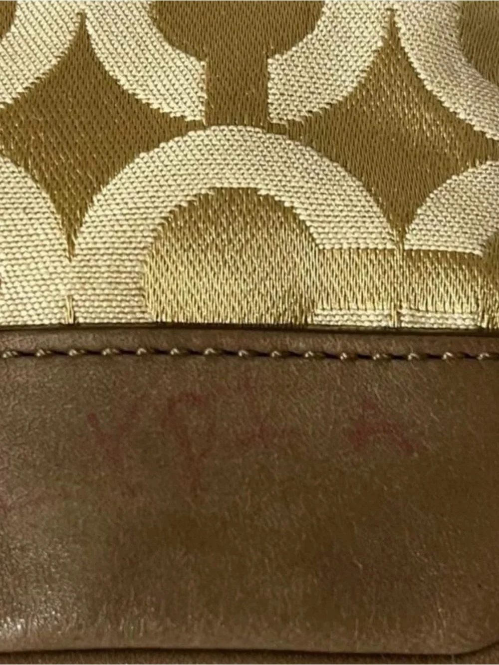Coach Khaki and Brown Signature Wristlet